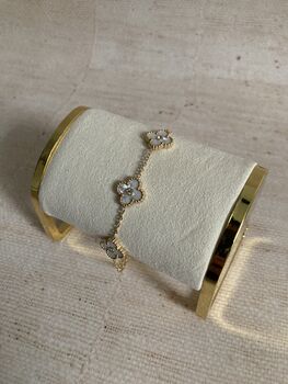 White 18 K Gold Plated Clover Flower Bracelet, 4 of 7
