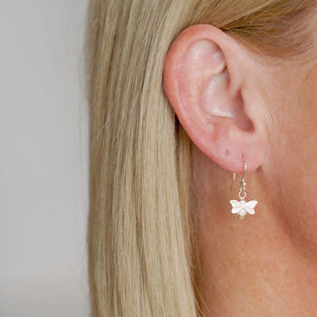Bee Earrings In Silver, 6 of 7