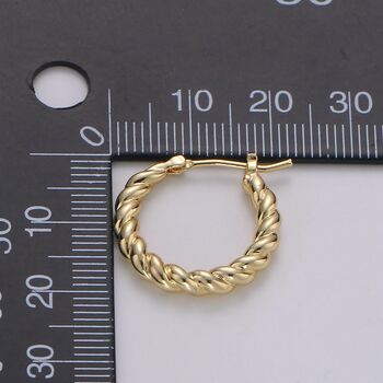18ct Gold Plated Small Twisted Hoop Earrings, 3 of 5