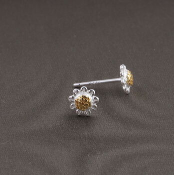 Sterling Silver Sunflower Earrings 'Sunshine', 7 of 10