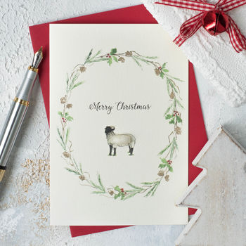 Sheep And Wreath Christmas Card, 5 of 5