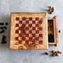 Personalised Handmade Olive Wood Full Chess Board Set, thumbnail 2 of 6