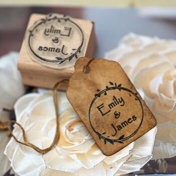 Personalised Wedding Wreath Names Rubber Stamp, 4 of 4