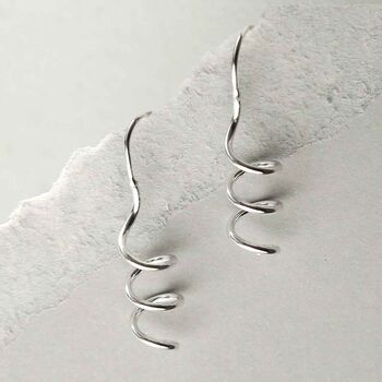 Sterling Silver Bold Coil Drop Earrings, 3 of 6