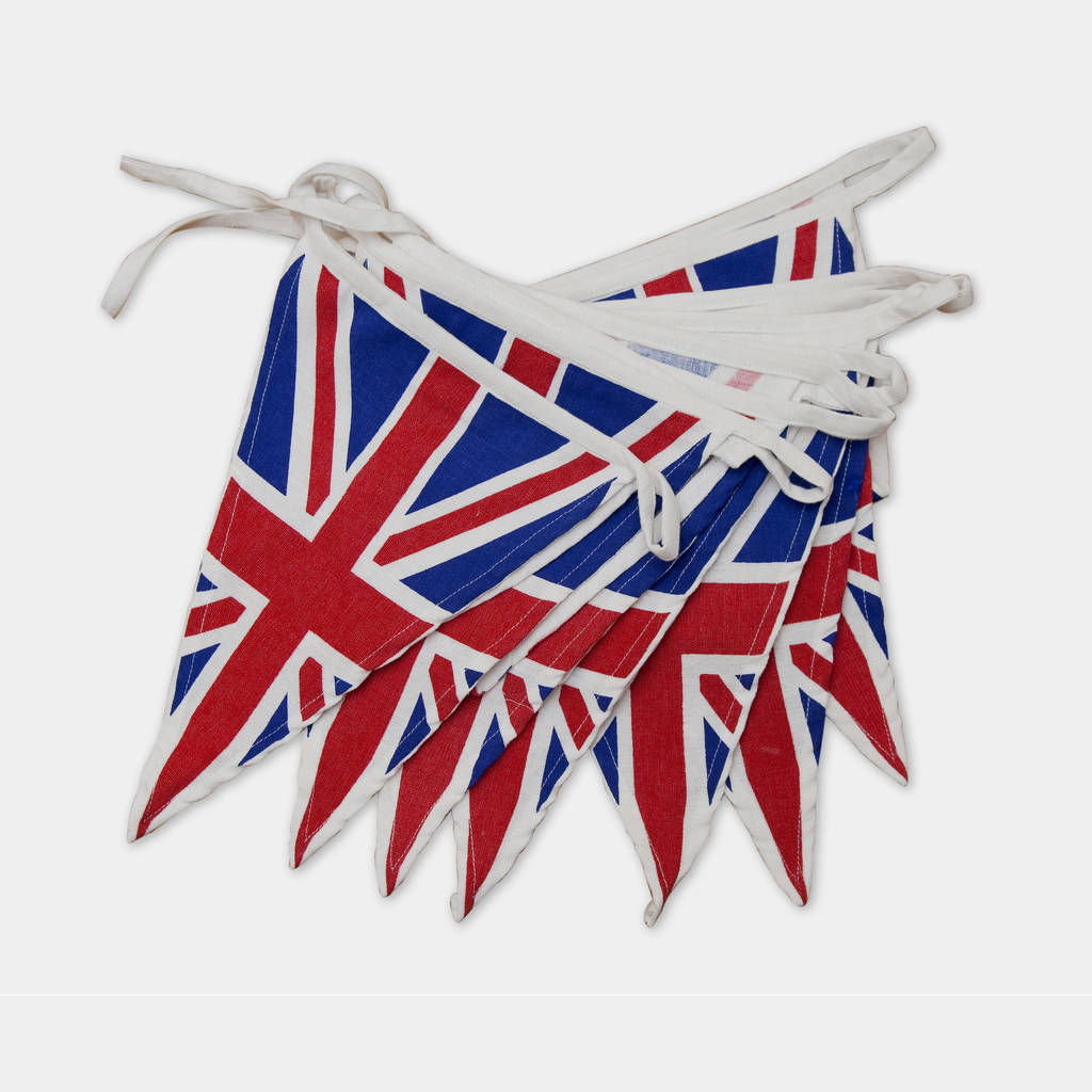 OLYMPICS EURO 2024 Vintage British Union Jack Flag Fabric Bunting