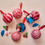 Trio Of Baubles In Swedish Design Filled With Swedish Candy, thumbnail 3 of 12