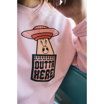Outta Here Women's Pocket Print Slogan Sweatshirt, 2 of 3