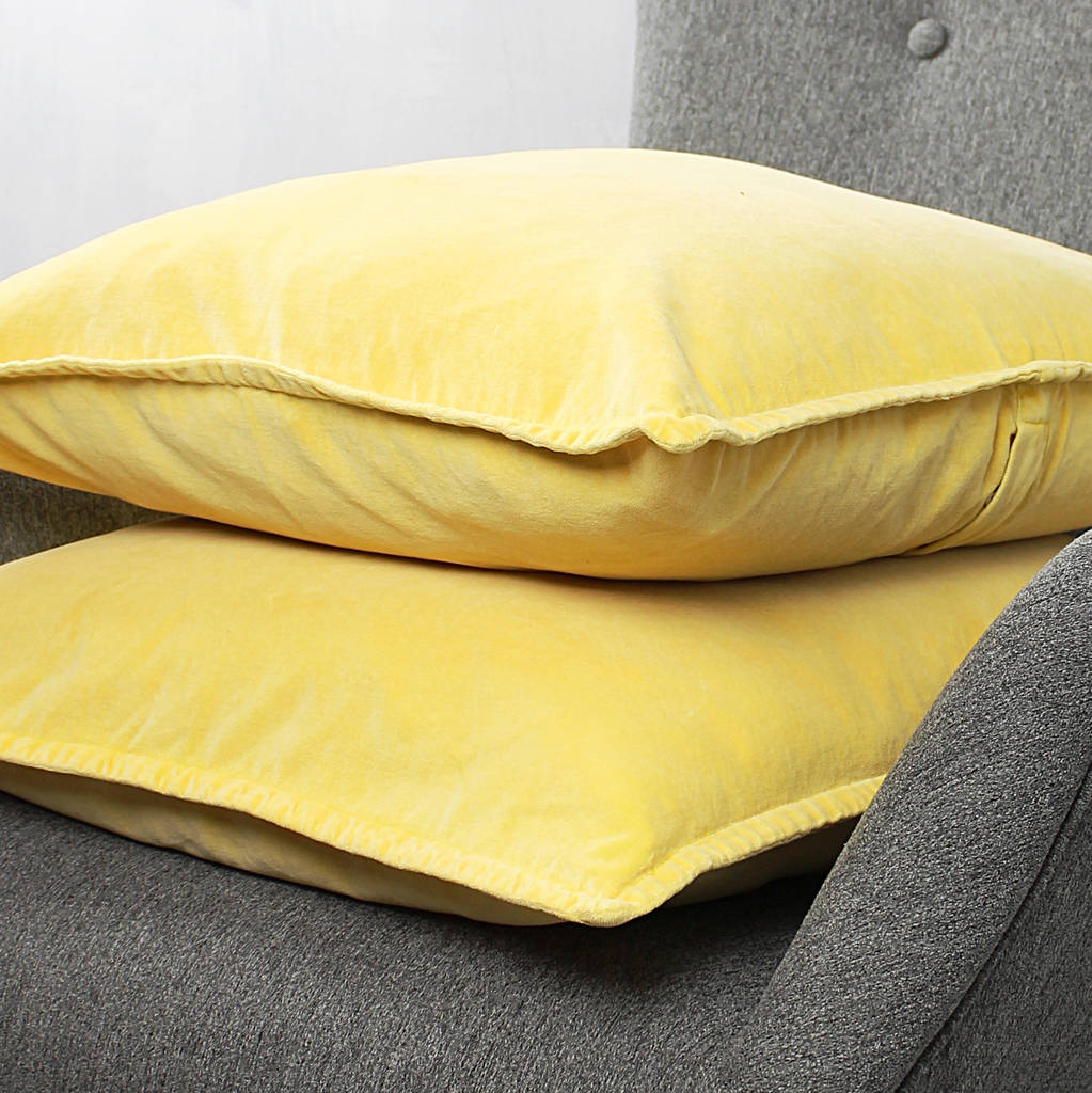 yellow velvet cushion by marquis & dawe