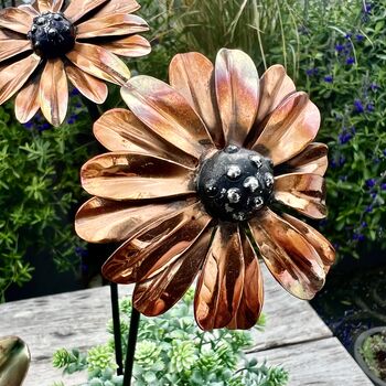 Set Of Three Or Five Copper Daisy Copper Garden Stakes, 7 of 10