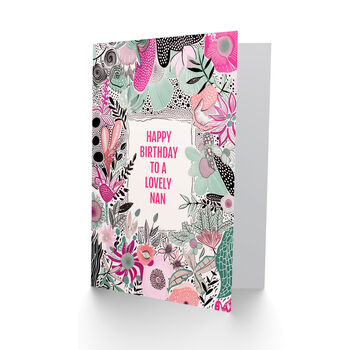 Elegant Boho Wildflowers Pink Flowers Nan Birthday Card, 2 of 5