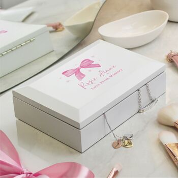 Personalised Pink Bow Jewellery Box, 2 of 3