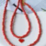 Glass Seed Bead Red Heart Necklace, thumbnail 4 of 5
