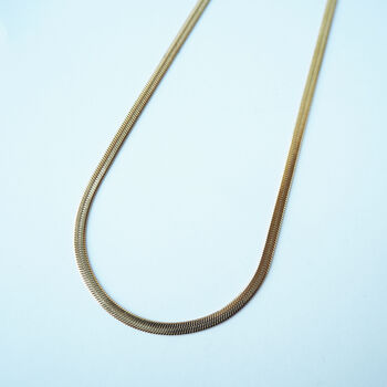 Gold Flat Snake Necklace – 18 K Gold Plated Waterproof Chain, 6 of 8