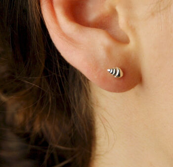 Tiny Sterling Silver Mismatched Shell Stud Earrings, 3 of 7