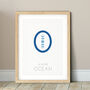 Personalised Boho Initial Print Blue And Beige, thumbnail 2 of 7