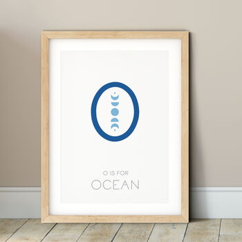 Personalised Boho Initial Print Blue And Beige, 2 of 7