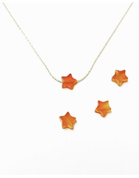 Amber Coloured Carnelian Star Silver Or Gold Necklace, 3 of 4