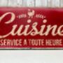 French Metal Kitchen Sign Red Cuisine Wall Plaque 52cm, thumbnail 9 of 9
