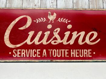 French Metal Kitchen Sign Red Cuisine Wall Plaque 52cm, 9 of 9