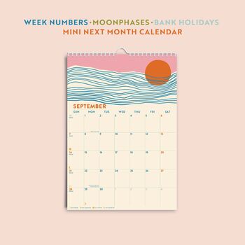 2025 Calendar | Tidal Waves | A4 | Week Starts Sunday, 4 of 7