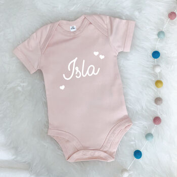 Name With Hearts Personalised Babygrow, 6 of 7