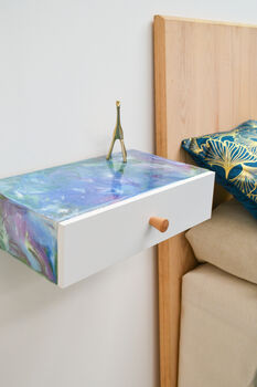 Resin Art Floating Bedside Table Or Wall Drawer, 3 of 8