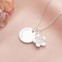 Sterling Silver Flower And Disc Message Necklace, thumbnail 4 of 12