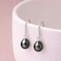 Sterling Silver Black Freshwater Pearl Drop Earrings – 8mm, thumbnail 3 of 6