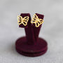 Gold Plated Outline Butterfly Earrings, thumbnail 2 of 7