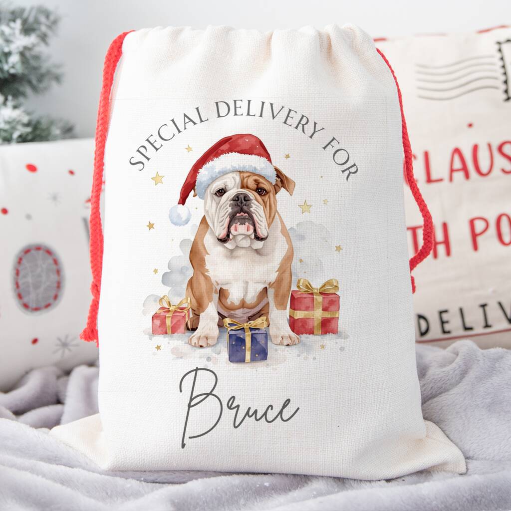 Personalised Bulldog Santa Sack, 1 of 2