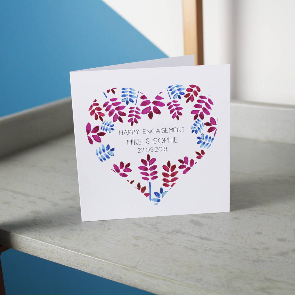 Original Personalised Floral Heart Same Sex Wedding Card 