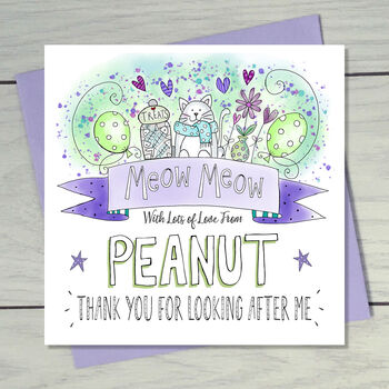 Thank You From The Cat Personalised Greeting Card, 11 of 12