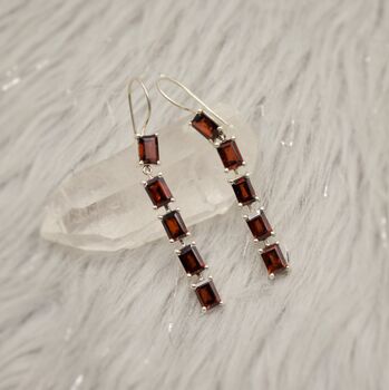 Red Garnet Drop Silver Earrings, 5 of 9
