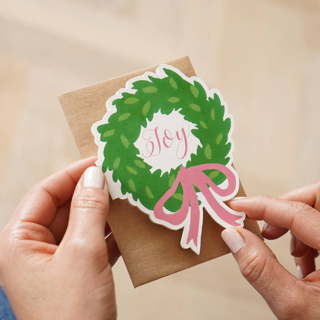 Wreath Die Cut Christmas Card