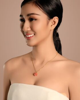 Carved Botan Cherry Quartz Necklace, 6 of 11