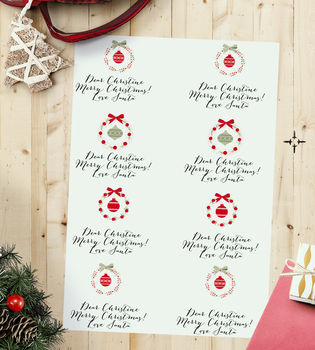 Personalised Christmas Gift Tag Stickers 'Baubles' By Peach Tea Studio ...