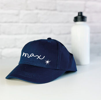 Kids Personalised Script Cap With Heart Or Star, 3 of 6