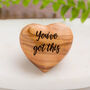 Cancer Support Heart, Word Token, Olive Wood Heart Hug, thumbnail 2 of 10