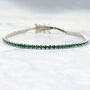 Emerald Gemstone Sterling Silver Tennis Bracelet, thumbnail 1 of 5