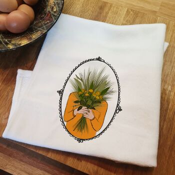 Personalised October Birth Flower Tea Towel, 3 of 9