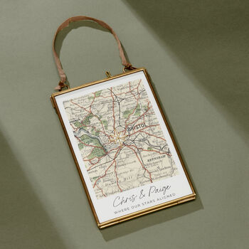 Personalised Vintage Map Picture With Hand Stitched Star, 4 of 6