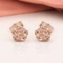 Rose Gold Plated June Birth Flower Rose Stud Earrings, thumbnail 1 of 4