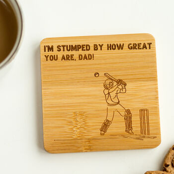 Personalised Engraved Bamboo Cricket Coaster, 2 of 4