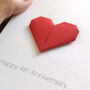 Personalised 4th Linen Anniversary Origami Heart Card, thumbnail 3 of 6