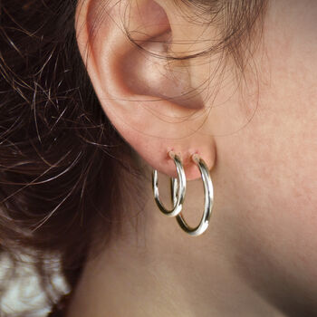 Plain Open Hoops Studs In Silver, 2 of 4