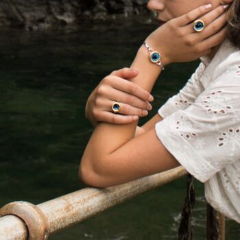 Large Round Blue Reef Adjustable Ring, 2 of 7