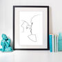 A Passionate Kiss Continuous Line Drawing Art Print, thumbnail 4 of 4