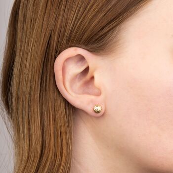 9ct Yellow Gold Diamond Cut Ball Stud Earrings – 7mm, 2 of 5