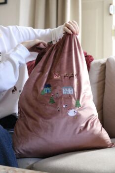 Velvet Embroidered Christmas Gift Sack, 2 of 2