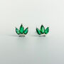 Sterling Silver Green Crystal Crown Stud Earrings, thumbnail 1 of 4